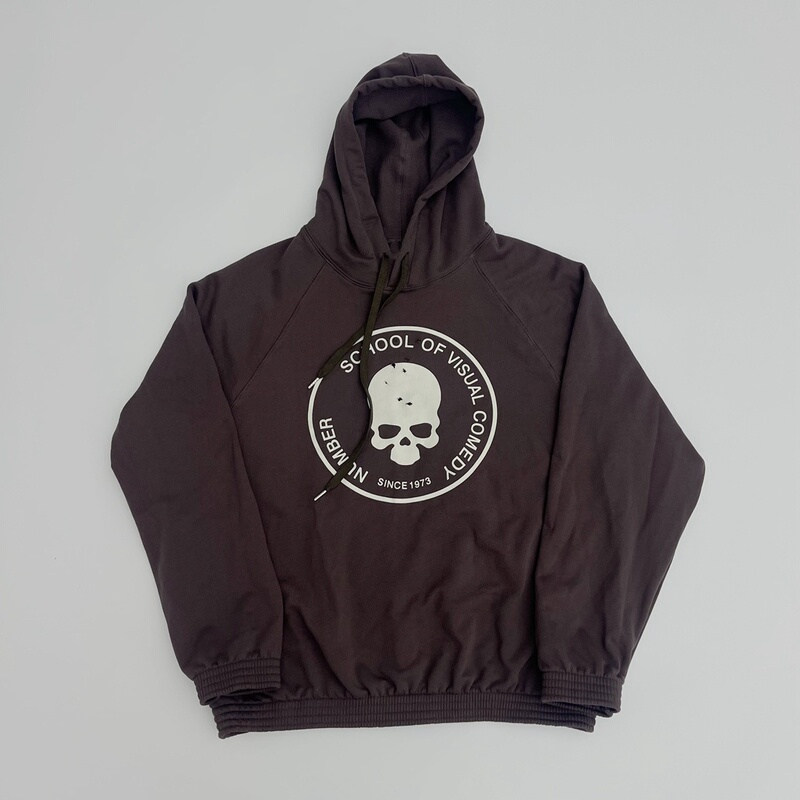 Kk1 Number Nine 04S Skull Bullet Hole Distressed Vintage Hoodie Autumn and Winter