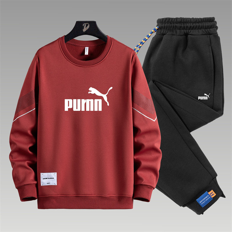 Brand Sportswear Suit Men's Autumn Winter Big Code Warm Necropolis Plus Suede Thickened High-end Tide Casual Two Sets-Taobao