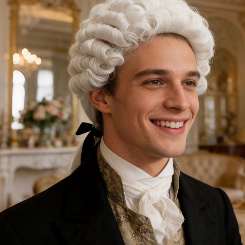 Colonial Cosplay Wig Men's Masquerade Judge Male Lawyer Baroque Headgear