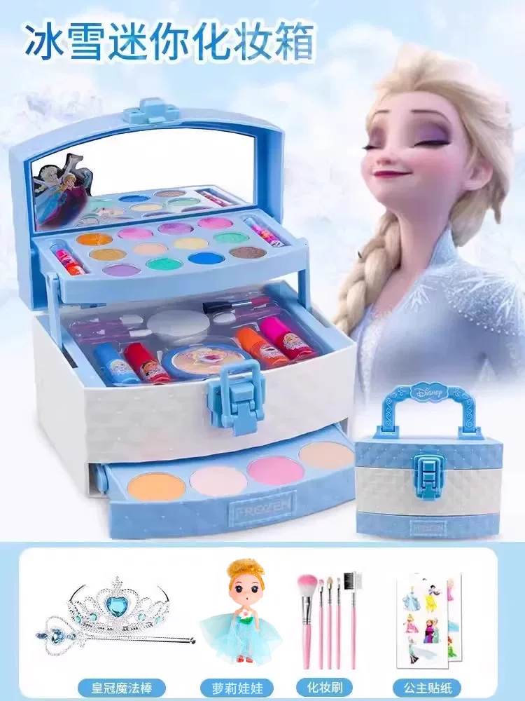 Disney, безопасный набор для макияжа, праймер для макияжа, детская коробка для макияжа, лак для ногтей, игрушка, принцесса Эльза