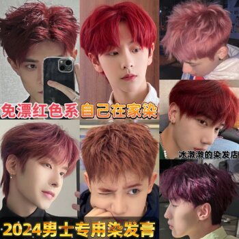 Hair Dye Cream for Men, Neptune Bright Red, Merah Purple-Red, Pink-Brown, Raspberry Wine Red, No Bleaching Required for Men