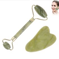 Natural Rose Jade Roller Face Massage Gua Sha Board Jade Mas