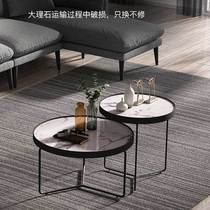 Nordic iron marble coffee table modern simple small coffee table combination light luxury small apartment living room round coffee table