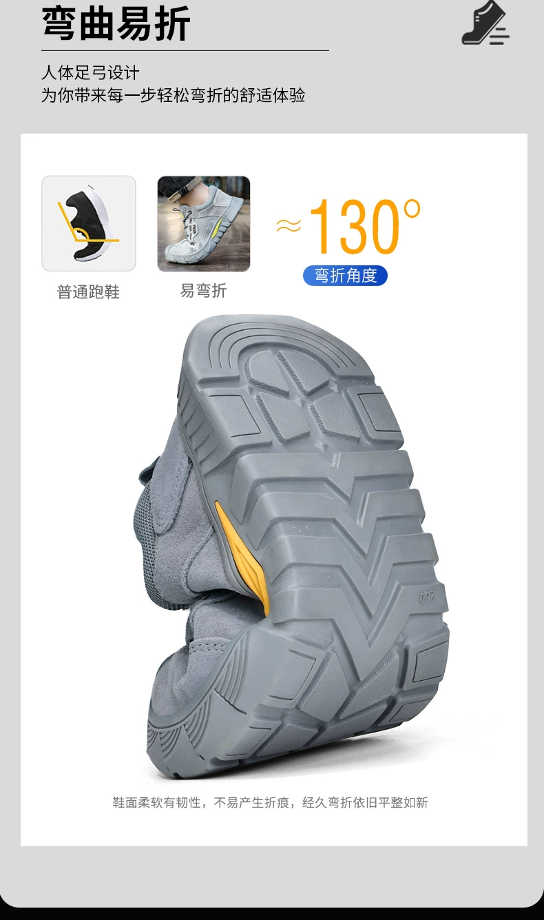 Blue Gull Shield labor protection shoes for men, steel toe, anti-smash, anti-puncture, ultra-light, construction site insulation work, old steel plate safety