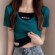 Navel exposed fake two-piece summer slimming 2026 T-shirt short tops slimming high waist niche trendy design short-sleeved women