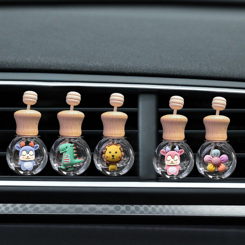 Car Perfume Empty Bottle Cartoon Cute Glass Air Outlet Fragrant Water Bottle Clip Dinosaur On-board Incense Clamp Ornament