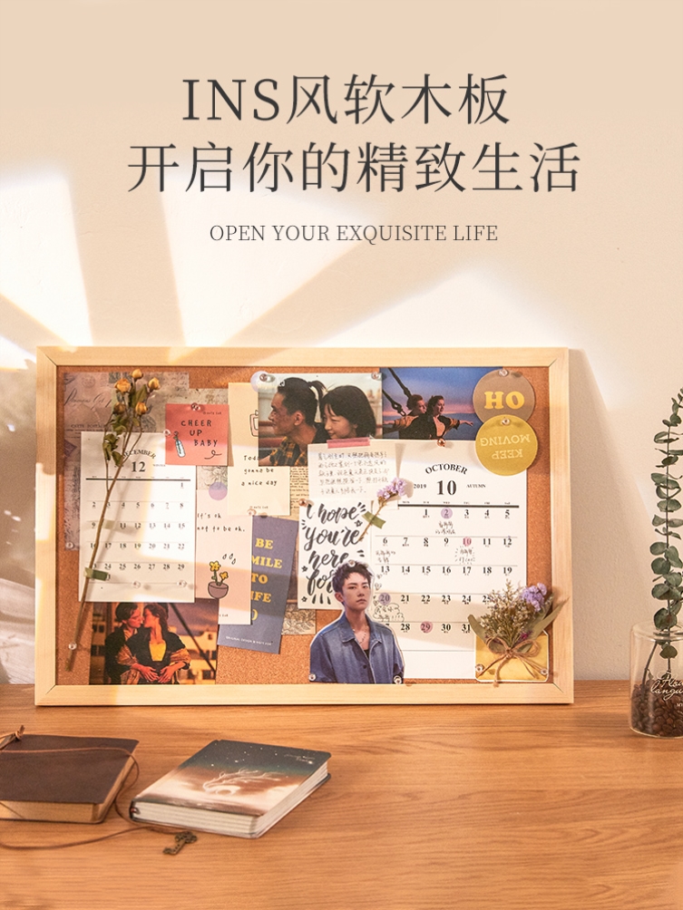 Wooden Board Photo Wall Soft Ornament Desk Back Message Sticked Up with Slap Standing Badges Show Dream Vision