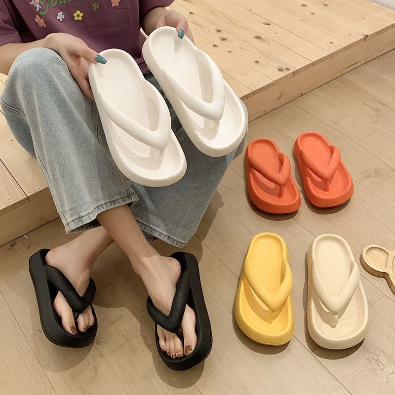 Flip flops women's slippers summer wear non-slip soft bottom students home bathroom pinch beach sandals and slippers