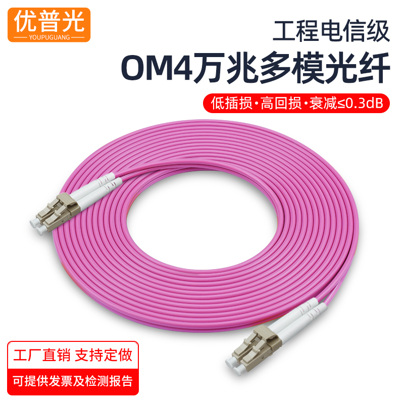 Youpu Optics 10g Om4 Multimode Dual-Core Lc-Lc Fiber Optic Patch Cord 3.5m M/10/ 20m Pigtail Lc to Sc-Fc-St Telecom Grade Data Center Cabling Optical Module Patch Cord Fiber Cable