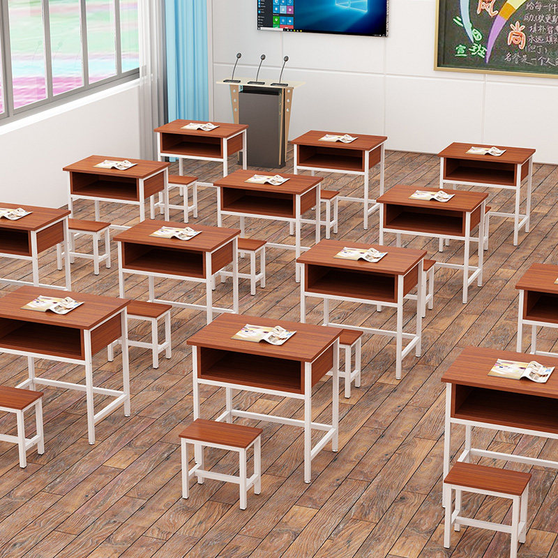 Primary and middle school students' class and chairs remedial class study table school training table primary and secondary school tutoring single double layer can be customized