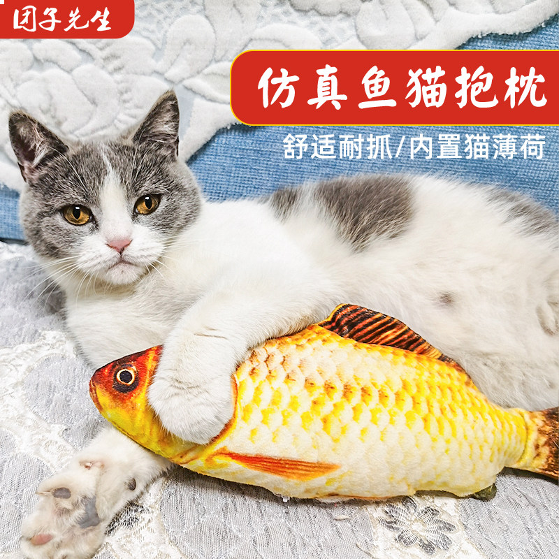 Mint simulation fish cat toy self-healing kitten teasing cat stick bite-resistant artifact pillow pet supplies Daquan