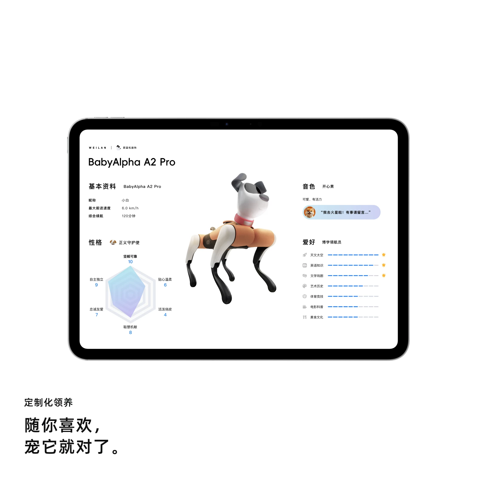[Подарок детям] Робот-собака WEILAN Technology BabyAlpha A2 Series Azure Alpha Robot Dog с искусственным интеллектом, робот-собака AI
