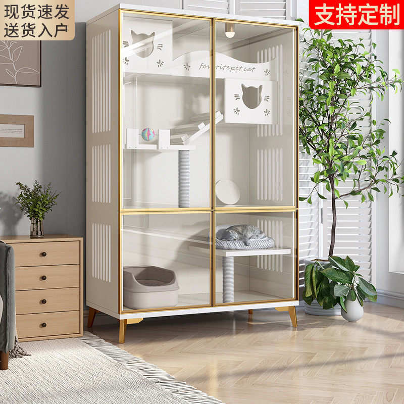 Solid wood cat cage cat villa home indoor oversized free space cat litter cat house cat cabinet cat house luxury cat room