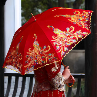 结婚红伞新娘喜伞雨伞中式婚礼迎亲出嫁陪嫁接亲婚伞婚庆用品大全