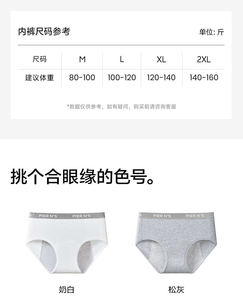 【中国直邮】 草本初色 生理内裤女纯棉裆抑菌不夹臀加长加宽中腰经期防漏姨妈裤*3条 奶白+松灰+黑色M 【80-100斤】 白色