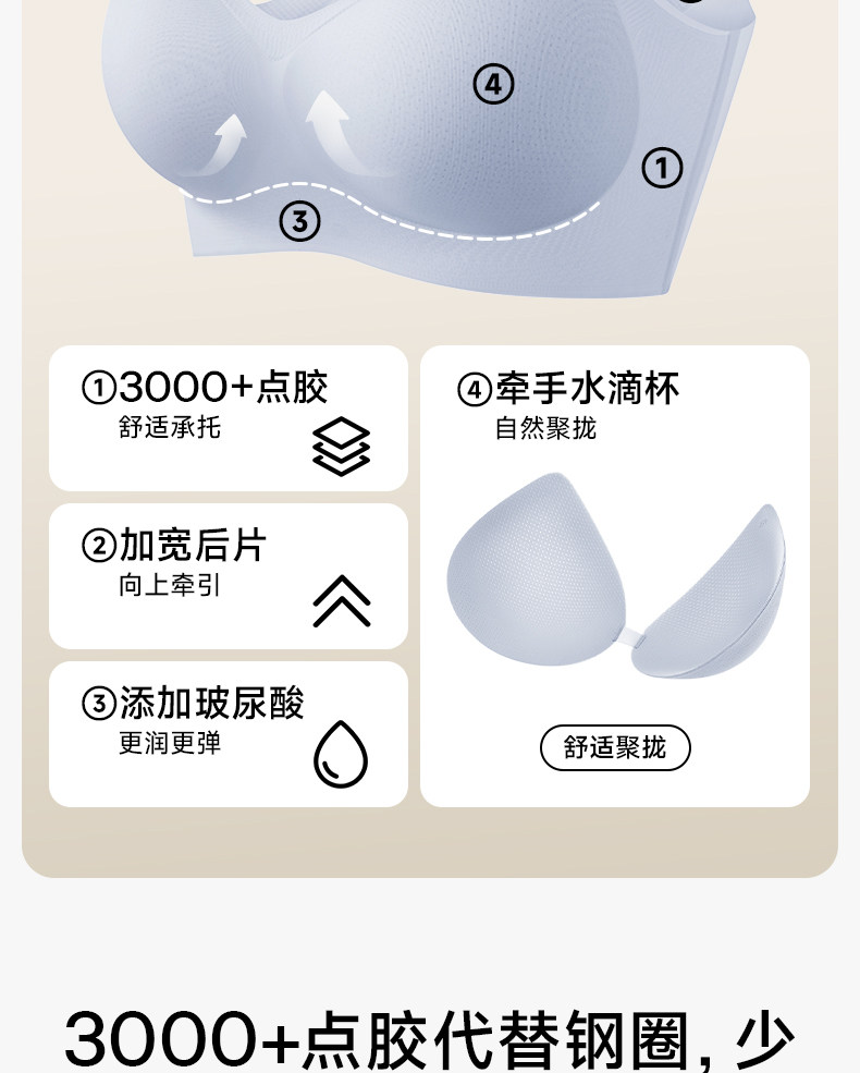 【中國直郵】 草本初色 無痕內衣 細肩帶夏季薄款 聚攏涼感無鋼圈胸罩 M (75ABC)膚色*1