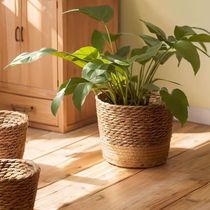 Nordic style seagrass woven flower pots rattan plant green plant sets home decoration flower baskets storage baskets