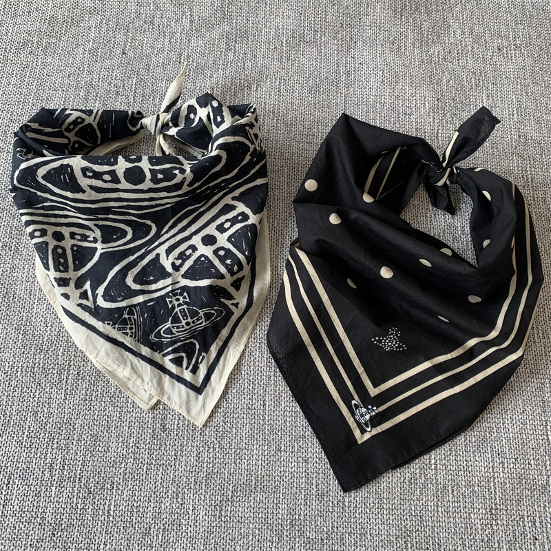 Original Packaging Japanese-Style Saturn Pattern Thin Silk Scarf Polka Dot Plaid Small Square Scarf Handkerchief High-End Scarf Decorative Headscarf