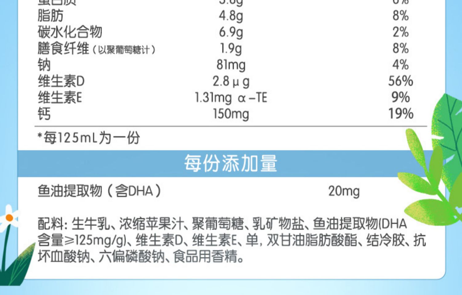 伊利QQ星儿童高钙成长牛奶125ml*20盒