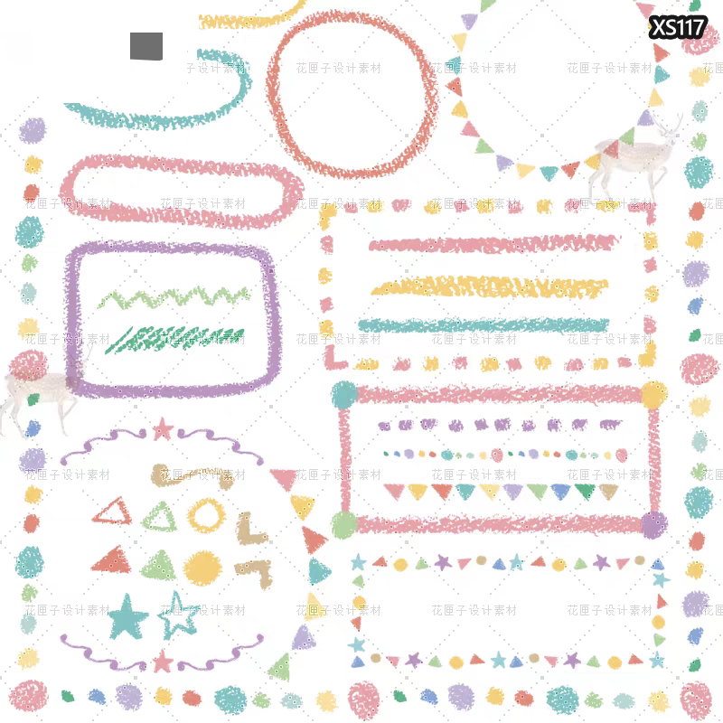 Cartoon Japanese-Style Hand-Drawn Graffiti Border Dialog Box Comic Bubble Frame Crayon Drawing Png Free Material Ai Design