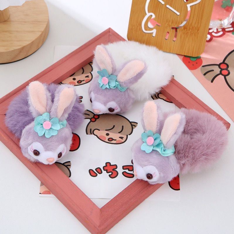 Cartoon Purple Rabbit Star Della Plush Hair Ring Student Korean Version Out Cute Hair Ring Hair Accessories of the Girls' Day Soft Sister