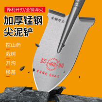 Xinjiang German manganese steel shovel household trenching farm tools digging tip shovel thickened iron shovel large round shovel gardening dig