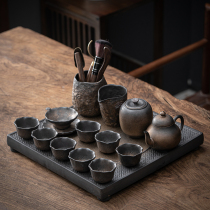 Jingxin Pavilion Japanese style rough pottery Kung Fu tea set complete set of tea set ceramic tea tray water storage tea table teapot