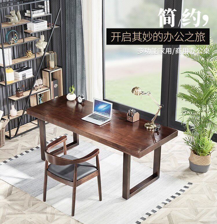 Office computer desk book table and chairs combination American solid wood large plate desk door hall working table meeting boss long table