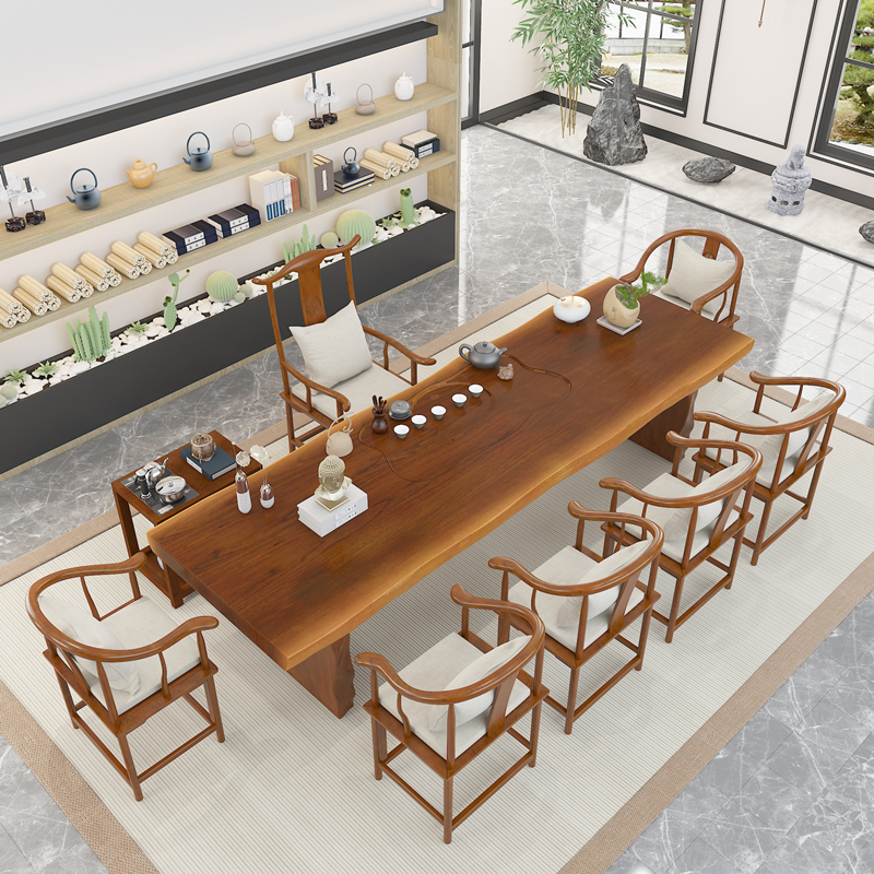 Modern solid wood tea table and chairs combined with new Chinese Kung Fu tea table tea table and chairs Kung Fu Zen tea room table and chairs combination