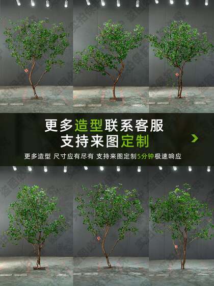 Artificial Horsewood Landscaping Plants for Decorating under Stairs, Faux Trees for Indoor Landscapes, and Biomimetic Green Plant Landscaping Combinations