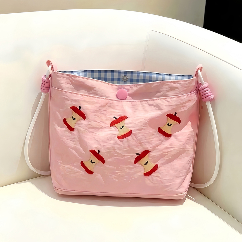 Apple Embroidered Small Square Bag, Niche Commuter Style, Light Luxury, Cute Crossbody Bag, Women's Phone Crossbody Bag, Large Capacity Canvas Bag Apple Embroidered Small Square Bag, Niche Commuter Style, Light Luxury, Cute Crossbody Bag, Women's Phone Crossbody Bag, Large Capacity Canvas Bag