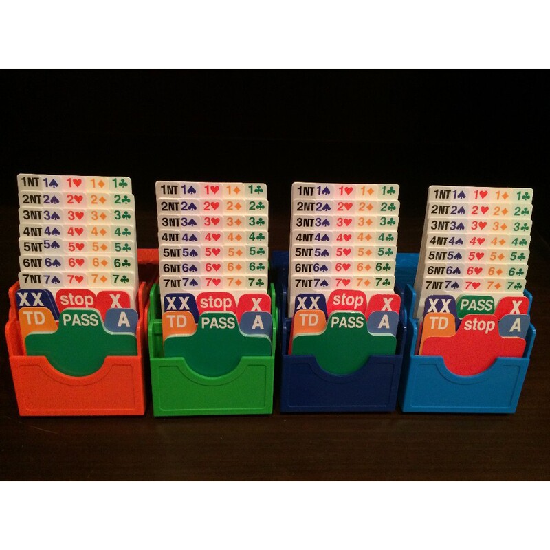 Bridge Bidding Box Cards, Set of 4, Vertical Plastic Bidding Card Holder, Professional Bidding Box with Paper Cards