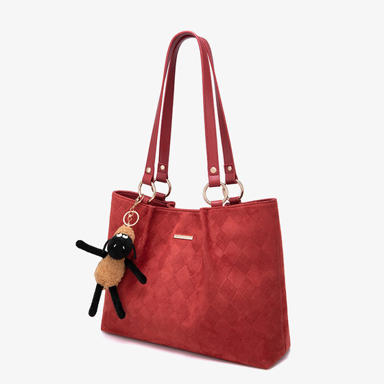 Official Website Small C&K High-End Simple Red Tote Bag for Women 2026 New Versatile Commuter Underarm Shoulder Bag
