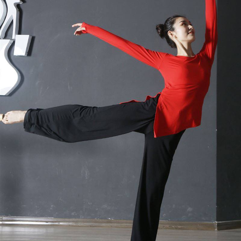Dance practice Costume Women Adult Modern Dance Pants Clothing Sleeve Finger long sleeve blouses Classical body folk performance suit-Taobao
