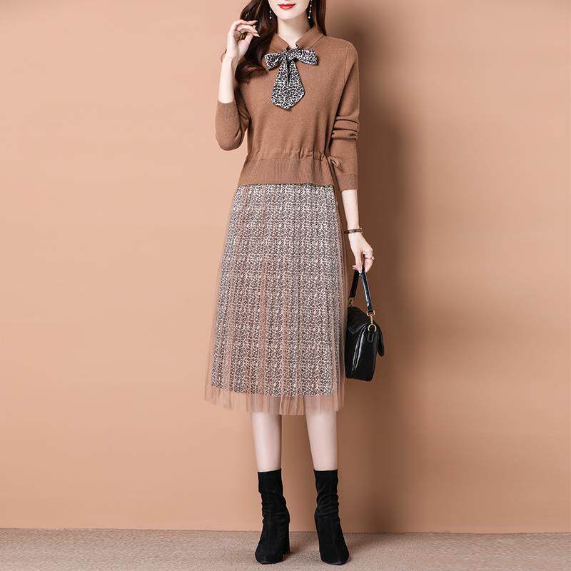 sandro star knitted dress pullover mid-length sweater femininity foreign style inner wool bottoming shirt