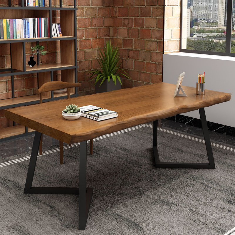 American Iron Art Solid Wood Computer Desk Simple Desk Double Desk Nordic Home Bedroom Writing Desk Workbench