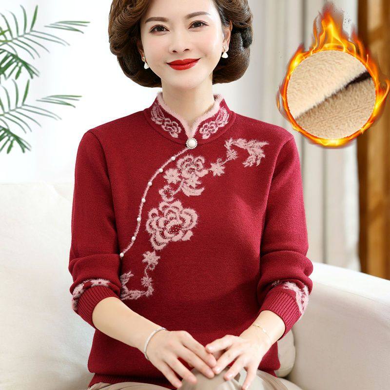 Mom Garnapped undershirt aged half high collar thickened integrated suede mink wool cardio-weaters warm winter-Taobao