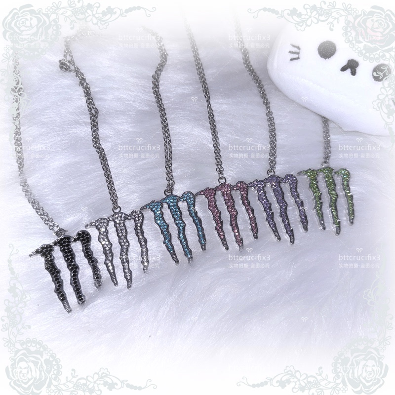 Japanese and Korean Style Mass-Produced Subculture Gothic Punk Hot Girl Style Zircon Full Diamond Stainless Steel Versatile Claw Necklace