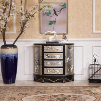 Small apartment semi-circular wall-mounted thin modern Chinese-style neoclassical entrance cabinet solid wood entrance table corridor decoration cabinet