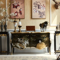 Villa model room large solid wood decorative display cabinet painted Mulan new national trend Chinese style entrance cabinet