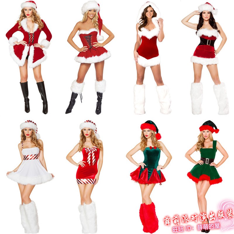 Christmas themed clothing Christmas women's dress uniform cos bar dress rehearsal for sexy clothes suit skirts