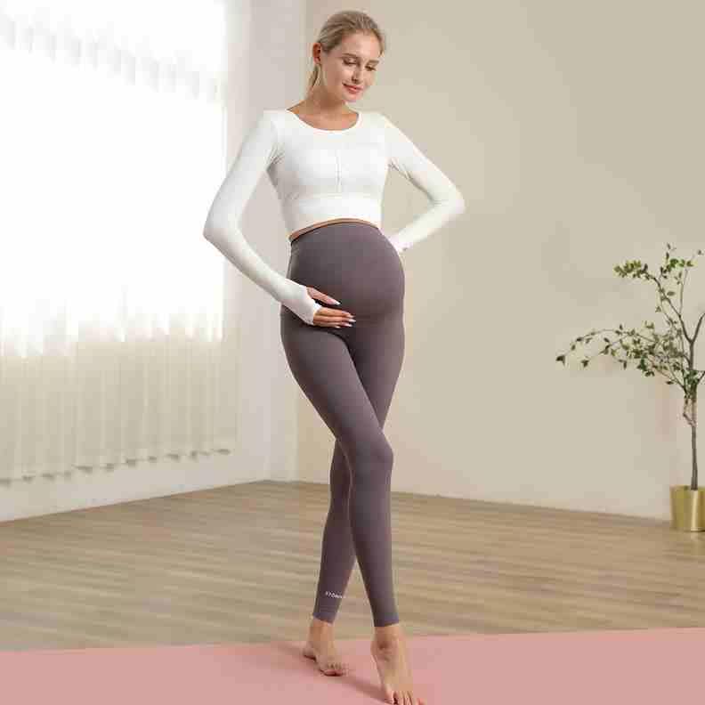 Pregnant women yoga pants yoga clothes suit women's long sleeves with chest pad fitness pants outerwear spring and summer belly support pregnancy yoga clothes - Taobao