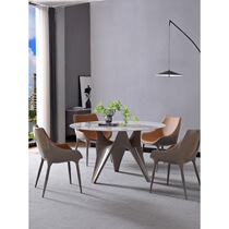 Type italien Rockboard Round Dining Table And chaises Combine Modern Minima Small Family Style With Turntable Round Table Home Light Lavish Dining Table