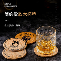 Round Creative Cork Cup Mat Bar Whisky Cup Cushion Anti-Slip Cocktail Glass Cushion Anti-Burn and Heat-insulating Coffee Cup cushion