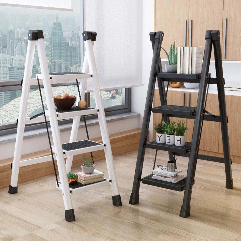 Household folding ladder thickened carbon steel aluminum alloy multifunctional herringbone telescopic ladder stair attic stair step stool balcony