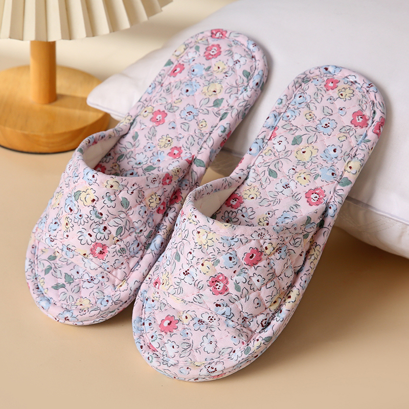 New Pure Cotton Slippers for Home Use, Non-Slip, Two-Layer Thick Sole, Indoor Floor, Silent, Machine Washable