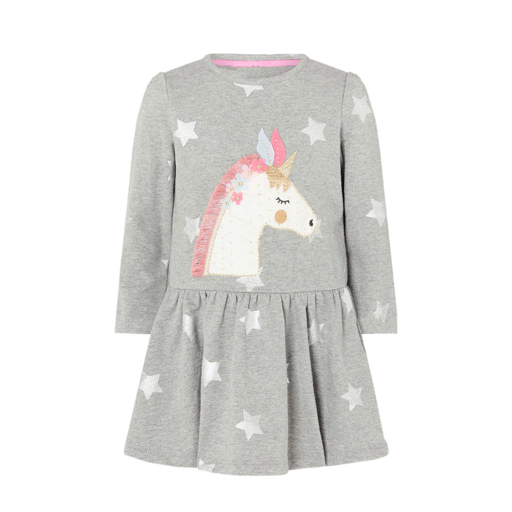 платье jumping meters long sleeve grey unicorn princess girls dress 0/3