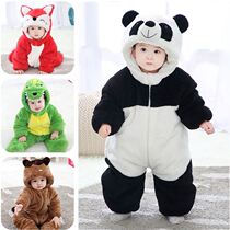 Baby Conjoined Clothing Autumn Winter Thickened Warm Baby Panda Animal Khaclothes Climbing Suit Newborn Clothes Out of clothes