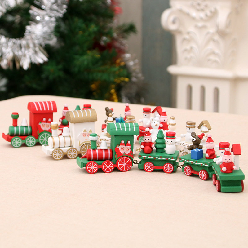 Christmas decorations Christmas wooden train diy ornaments Santa Claus children's gifts model toys - Taobao