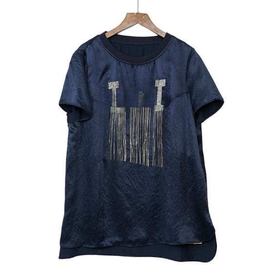 
Selected brands of women's clothing, high-end casual and fashionable temperament, versatile women's blue top, Le A2-18115
